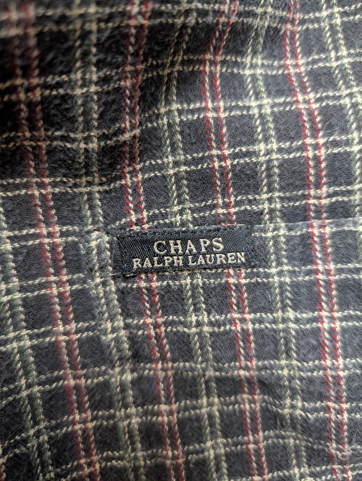 ⚫ Chemise CHAPS Flanelle Coton Tartan Sombre M |296S