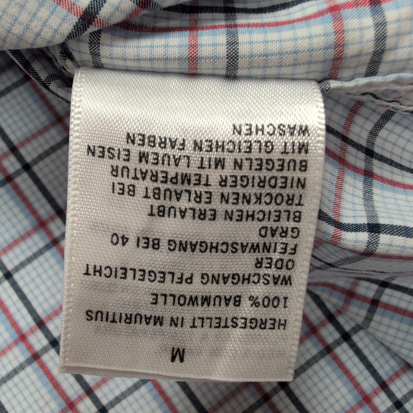 Chemise Nautica M Bleu Carreaux Rouge Noir Coton Logo Brodé Manches Courtes