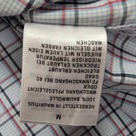 Chemise Nautica M Bleu Carreaux Rouge Noir Coton Logo Brodé Manches Courtes