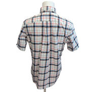Chemise Nautica M Carreaux Bleu Gris Rouge Coton Manches Courtes