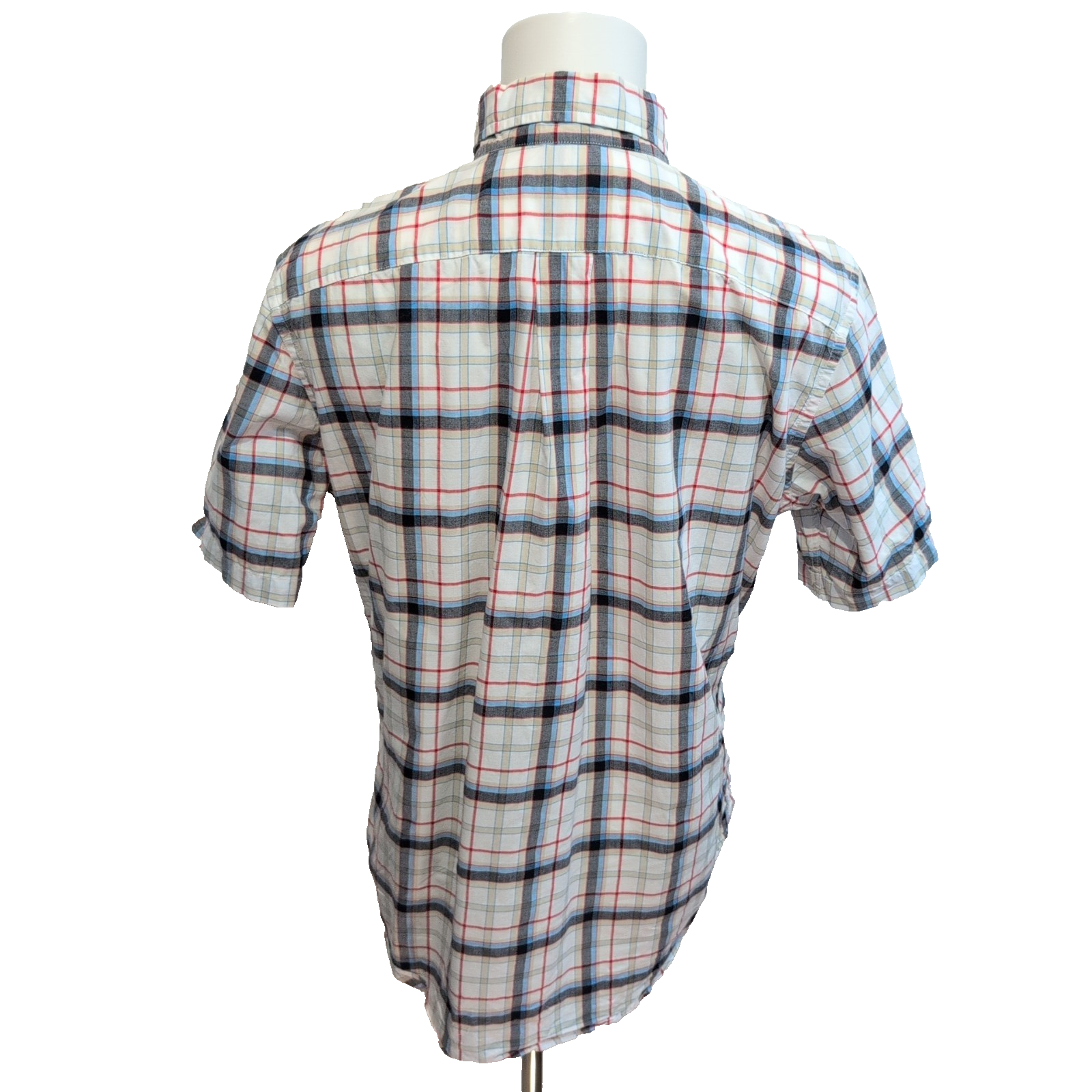 Chemise Nautica M Carreaux Bleu Gris Rouge Coton Manches Courtes
