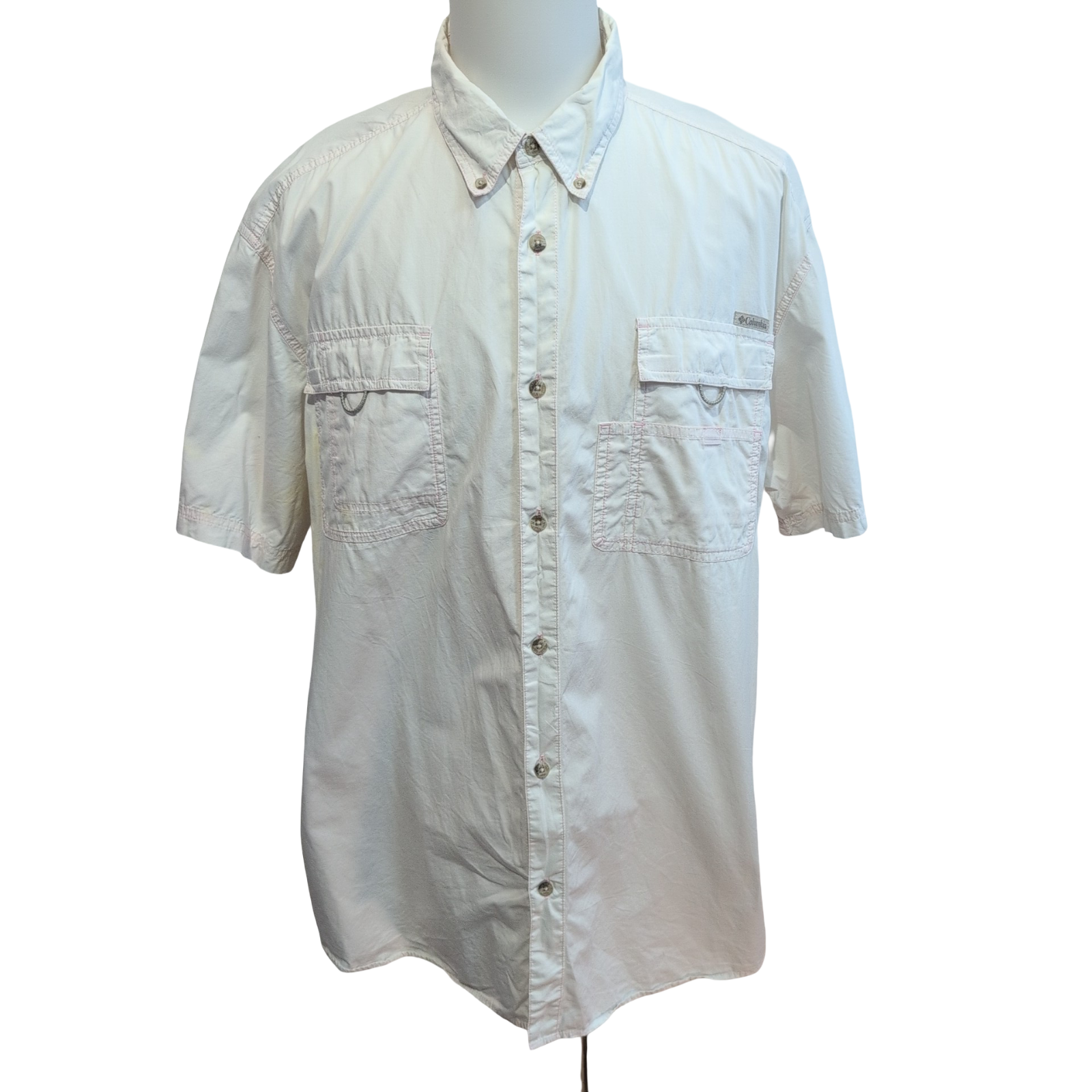 Chemise COLUMBIA Homme XXL Blanche Rose Pâle Manches Courtes Technique
