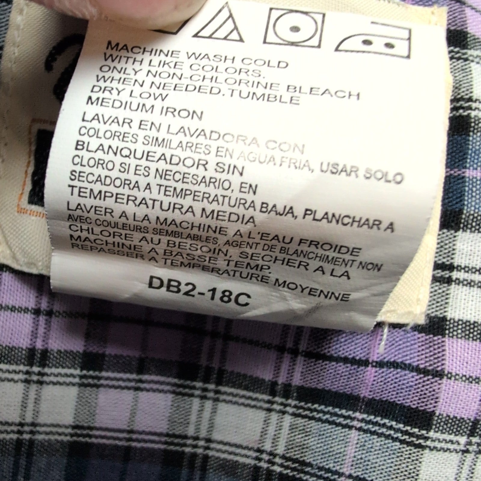 Chemise Wrangler Riata Manches Longues à Carreaux Violet Bleu et Noir Taille L