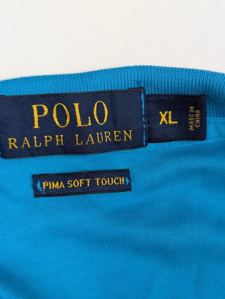 Polo manches courtes Polo Ralph Lauren XL bleu turquoise Pima logo multicolore