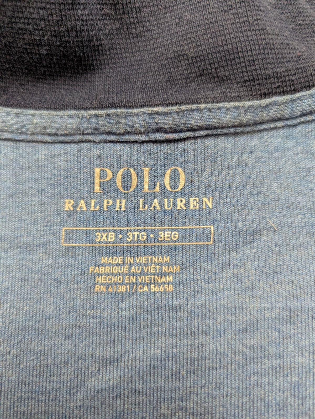 Sweat Polo Ralph Lauren bleu col boutonné pression 4XL 3XBig