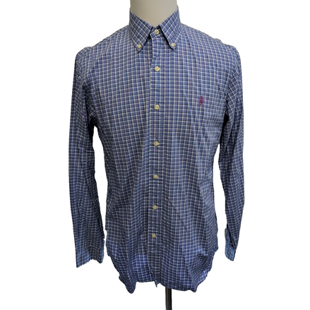 Chemise Ralph Lauren M Stretch Bleue Rose Carreaux Button Down Shirt