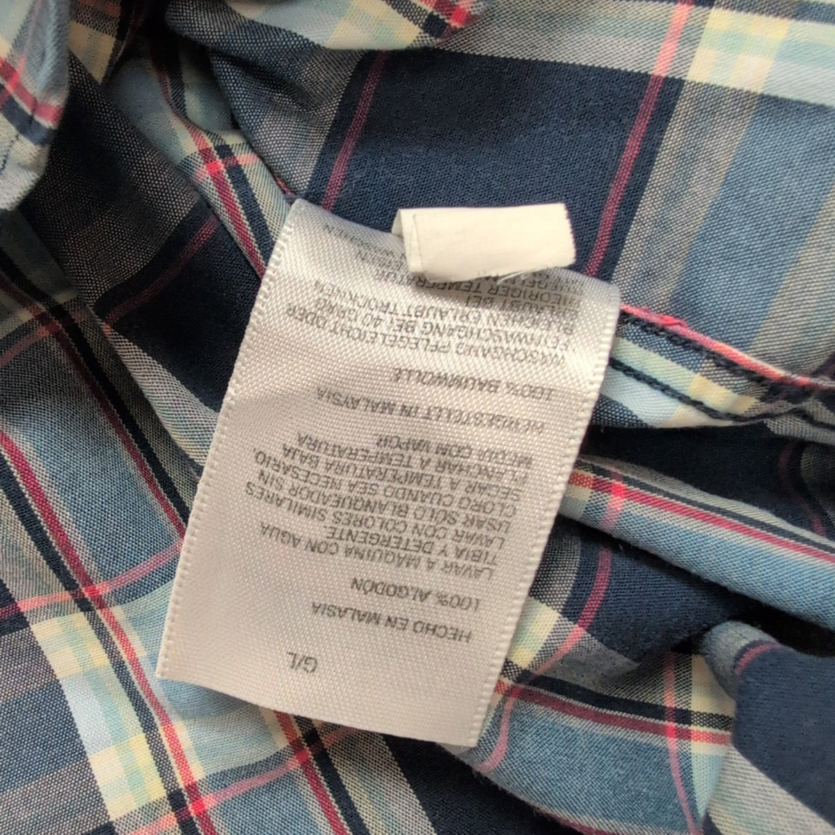 Chemise Nautica Classic Fit L Bleu Marine Carreaux 100% Coton Manches courtes