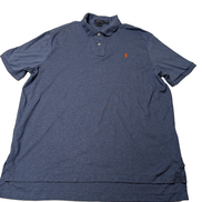 Polo manches courtes Polo Ralph Lauren XL bleu chiné logo orange Pima Soft Touch