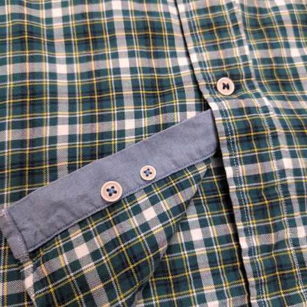 Chemise Nautica L Vert Foncé Carreaux Coton Logo Brodé Poche Manches Longues