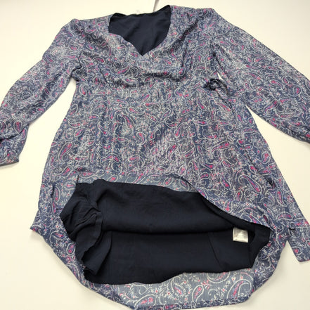 Robe La Redoute 38 Cache-Cœur Bleu Rose Paisley Brillante Neuve