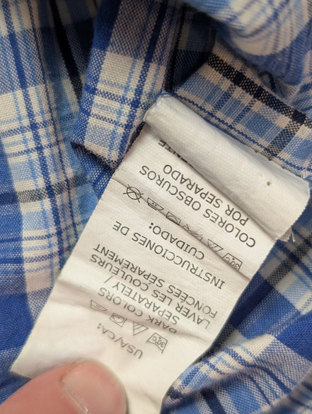 Chemise Chaps manches courtes bleu à carreaux taille L #229msch