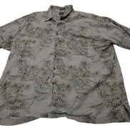 Chemise hawaïenne lin et coton Van Heusen palmiers manches courtes XL #716h