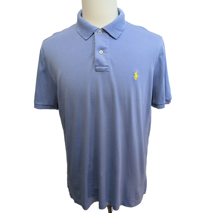 Polo Ralph Lauren Homme L Bleu Clair Logo Jaune Polo Manches Courtes