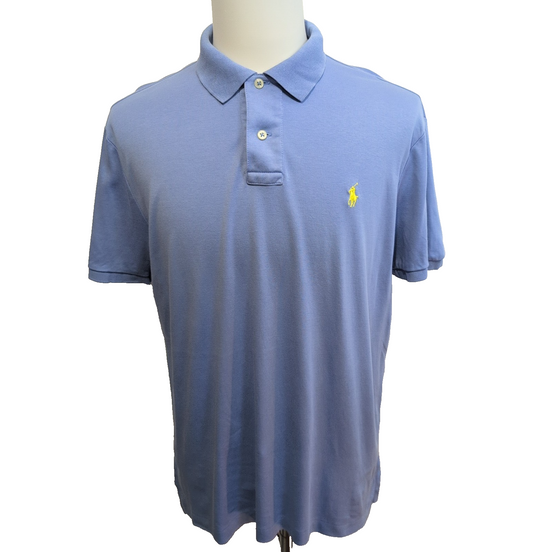Polo Ralph Lauren Homme L Bleu Clair Logo Jaune Polo Manches Courtes