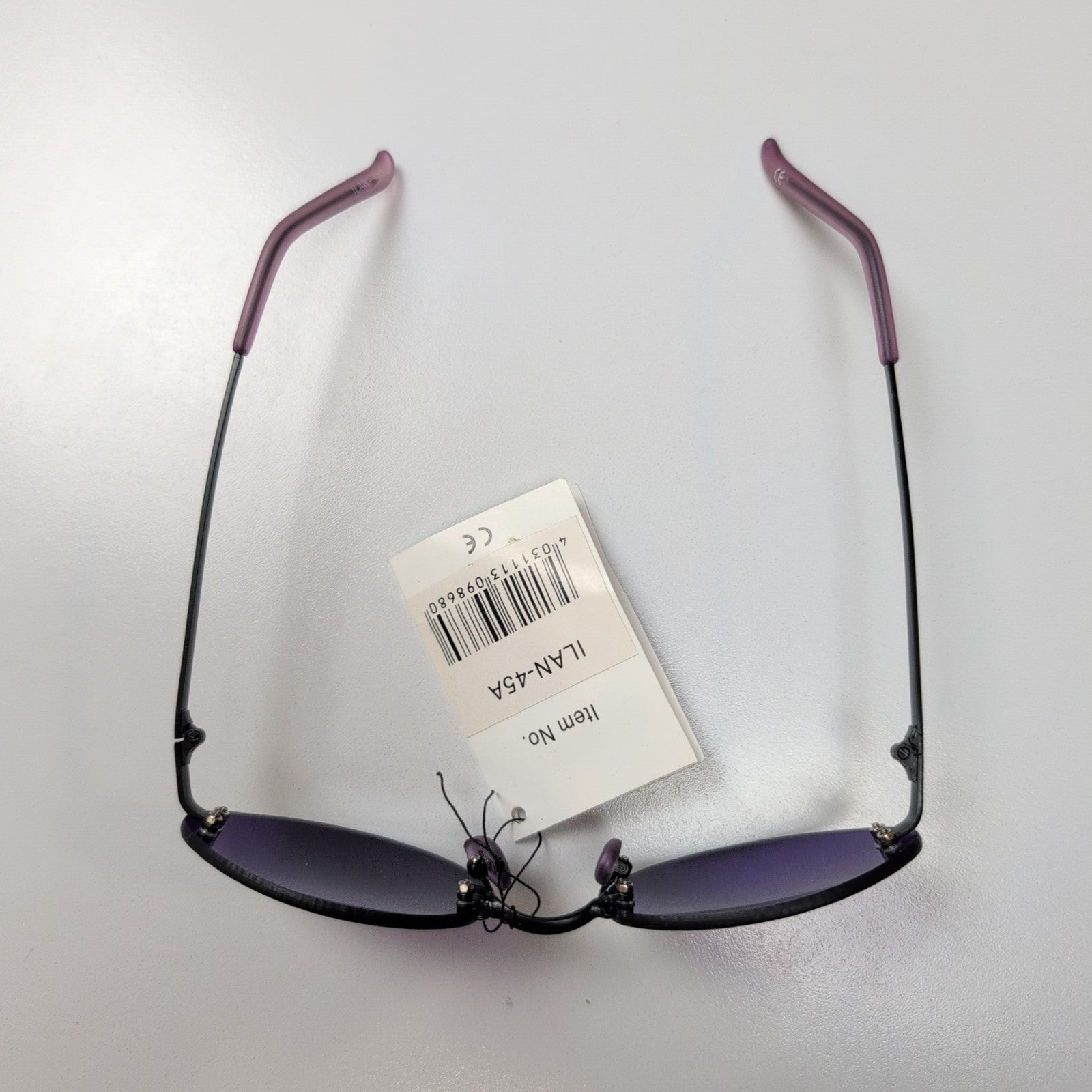 Lunettes de soleil Y2K Sans Monture Verres Ovales Violet et Métal Noir Mat