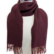 Écharpe Polo Ralph Lauren Réversible Laine d'agneau Bordeaux Orange Made Italy