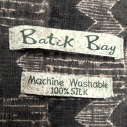 Chemise Hawaïenne Batik Bay Taille S Gris Noir Géométrique 100% Soie