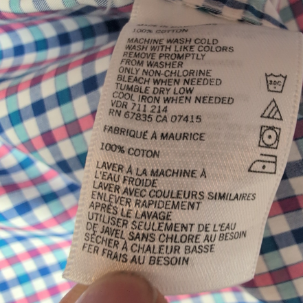 Chemise Nautica Classic Fit M carreaux rouge bleu logo bleu coton manches longue