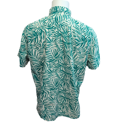 Chemise Levis Hawaïenne L Vert Blanc Feuillage Manches Courtes