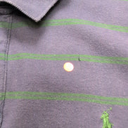 Polo Ralph Lauren Homme XL Bleu Marine Rayures Vertes Logo Vert Polo