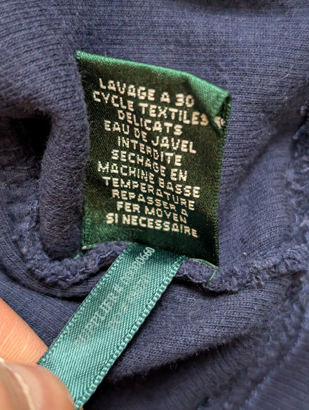 Pull Lauren Ralph Lauren Femme XL Bleu Marine Col Brandebourgs Écusson
