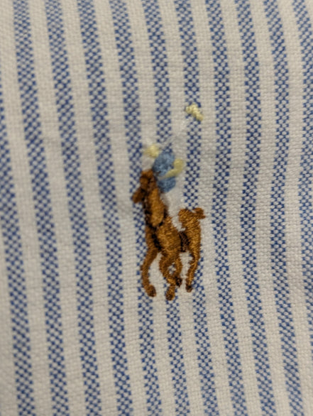 Chemise Ralph Lauren Femme Taille 10 Bleu Rayures Manches Longues Coton XXS XS