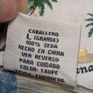 Chemise Hawaïenne Banana Cabana 100% Soie Blanc Cassé & Fleurs Bleues - Taille L