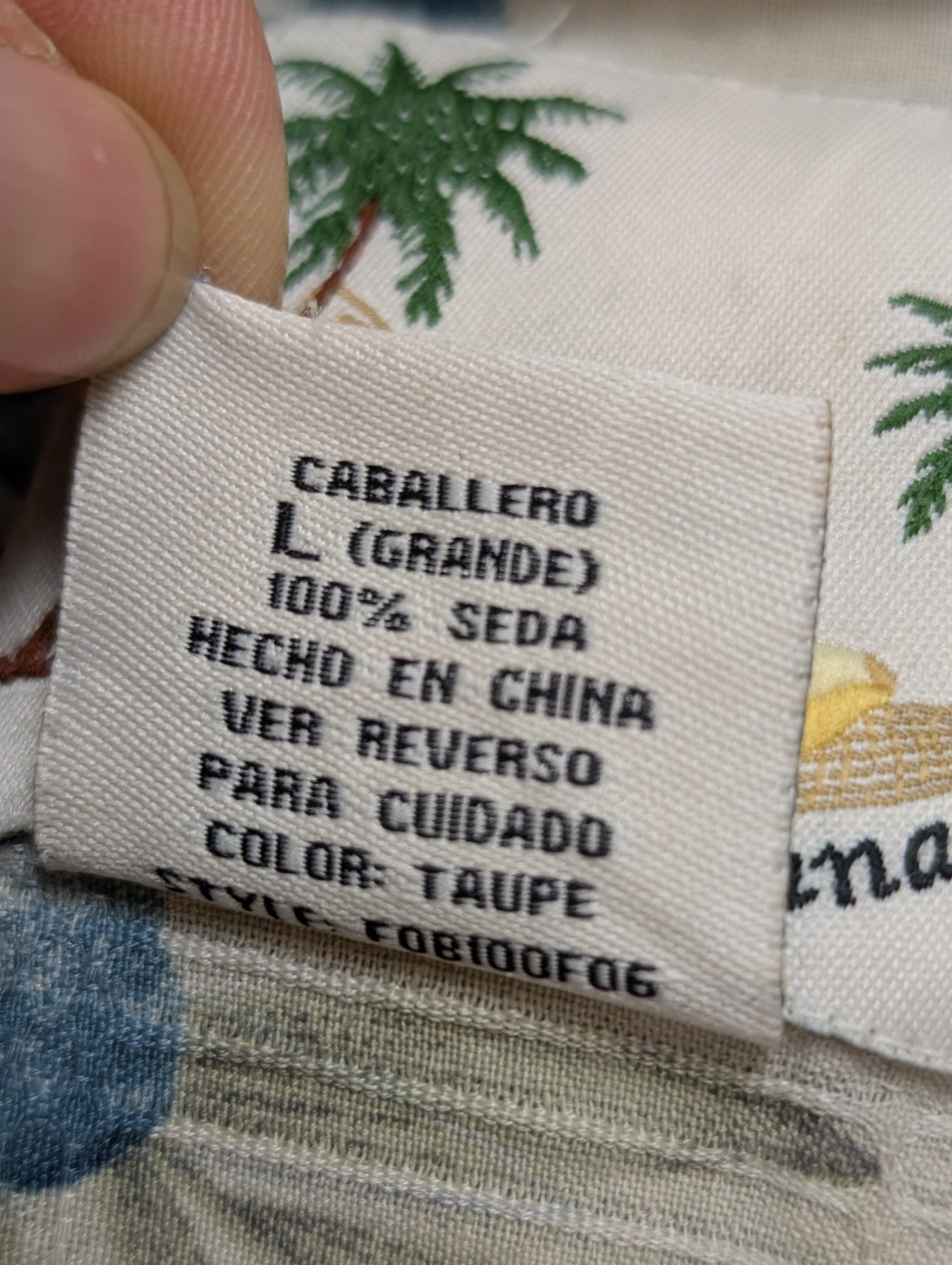 Chemise Hawaïenne Banana Cabana 100% Soie Blanc Cassé & Fleurs Bleues - Taille L