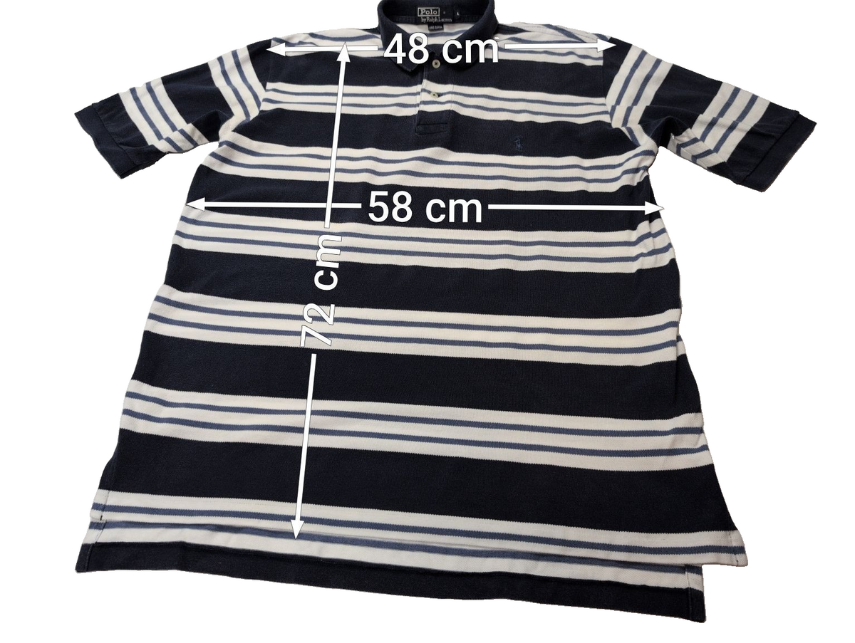 Polo manches courtes Polo Ralph Lauren L bleu marine blanc rayures coton