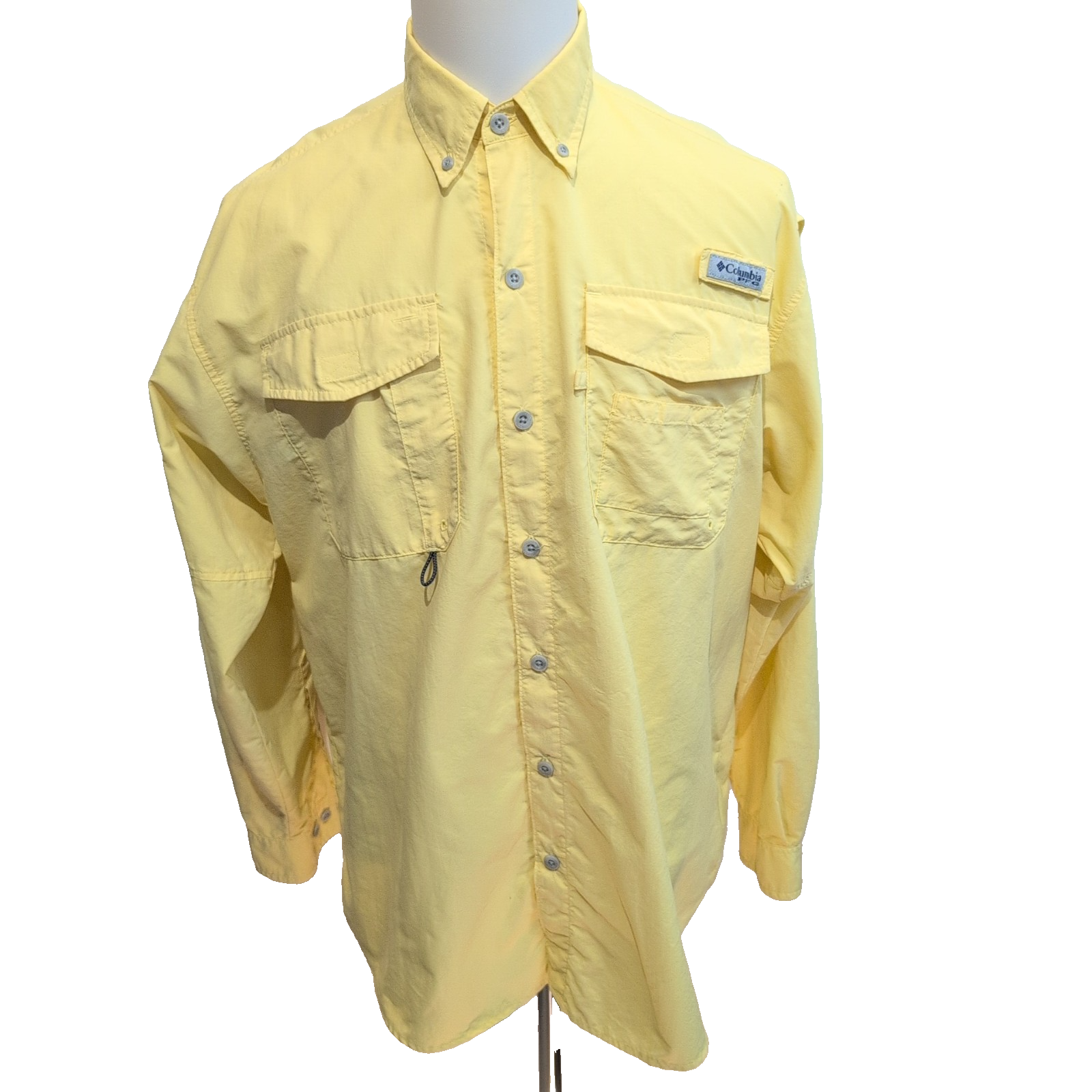 Chemise Columbia PFG Omni Shade M jaune nylon ventilée pêche technique