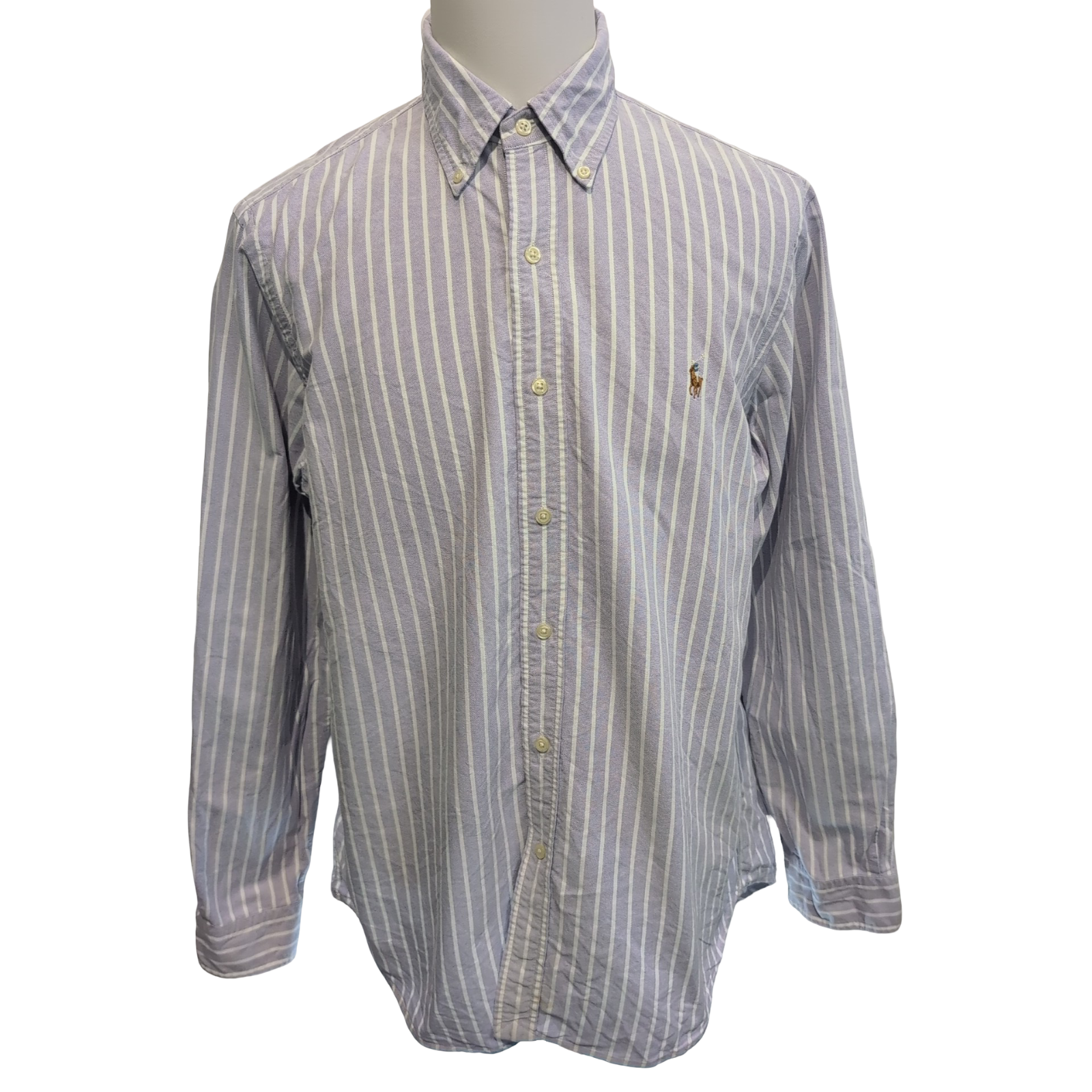 Chemise Ralph Lauren L violet rayures blanc Oxford logo marron coton