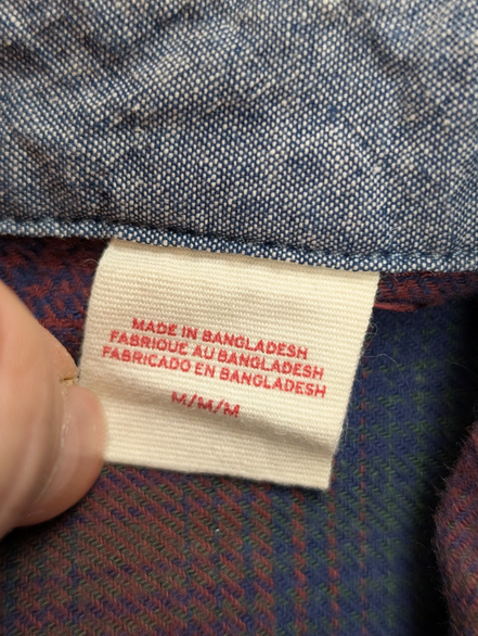 🔥Chemise LEVI'S Relaxed Flanelle Très Épaisse Bordeaux Bleu & Vert Taille M
