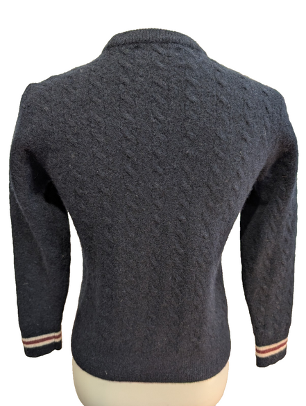 Pull Torsadé Fred Perry 100% Laine Bleu Marine col rond Femme