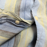 Chemise Breakwater 2XL Lin Vert Bleu Rayures Manche Courte Grande Taille