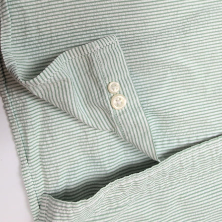 Chemise L.L. Bean verte à rayures gaufrée manches courtes taille XL/XXL #30e