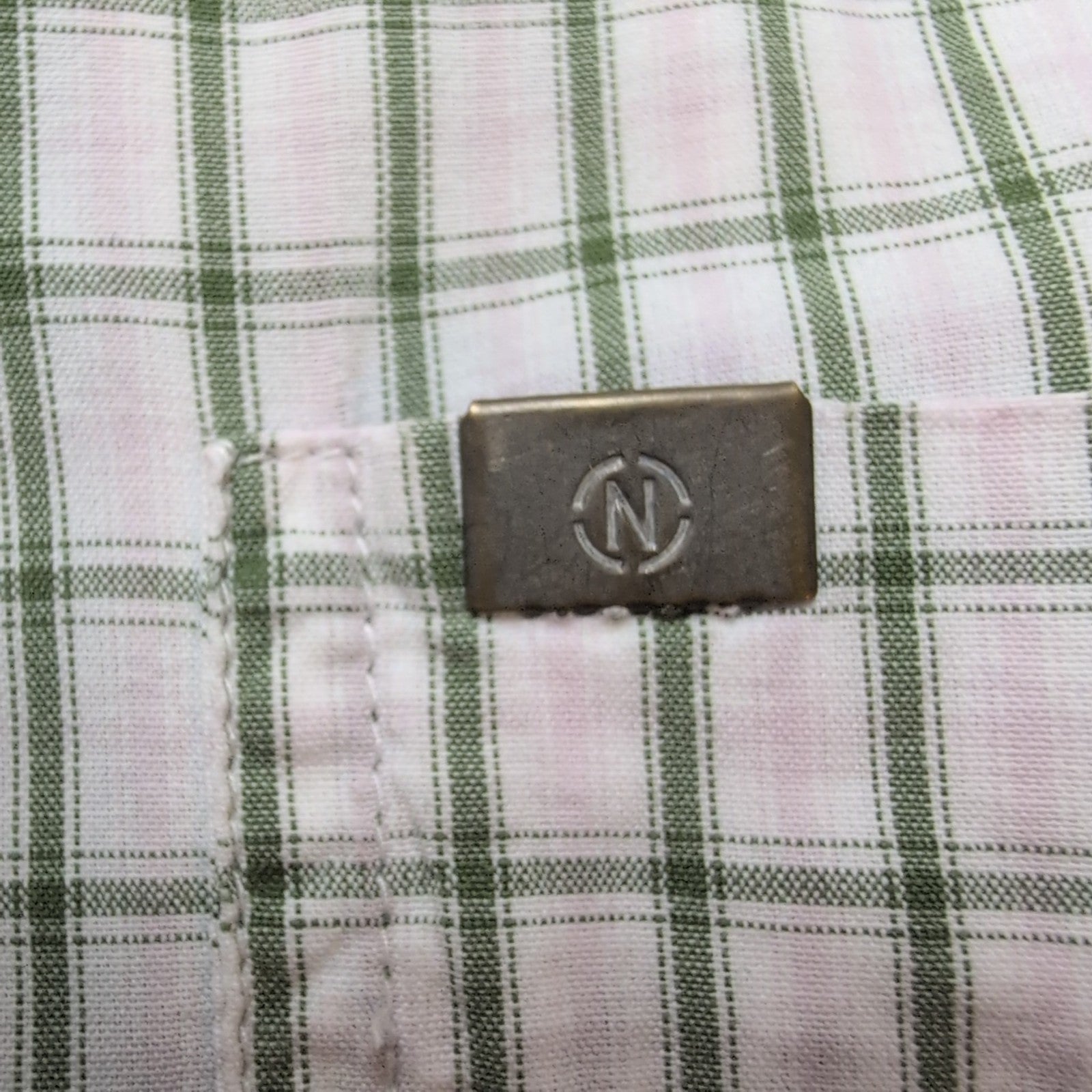 Chemise Nautica verte à carreaux avec poche manches courtes 100% coton taille XL