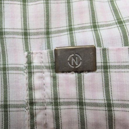 Chemise Nautica verte à carreaux avec poche manches courtes 100% coton taille XL