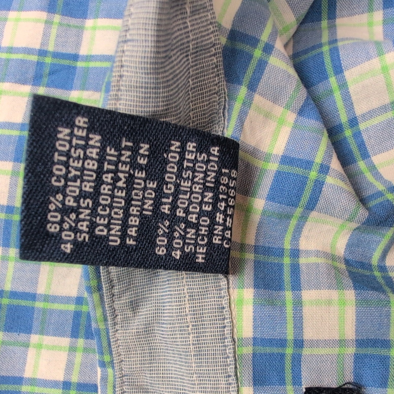 Chemise CHAPS bleue et verte à carreaux manches courtes taille XL #14e
