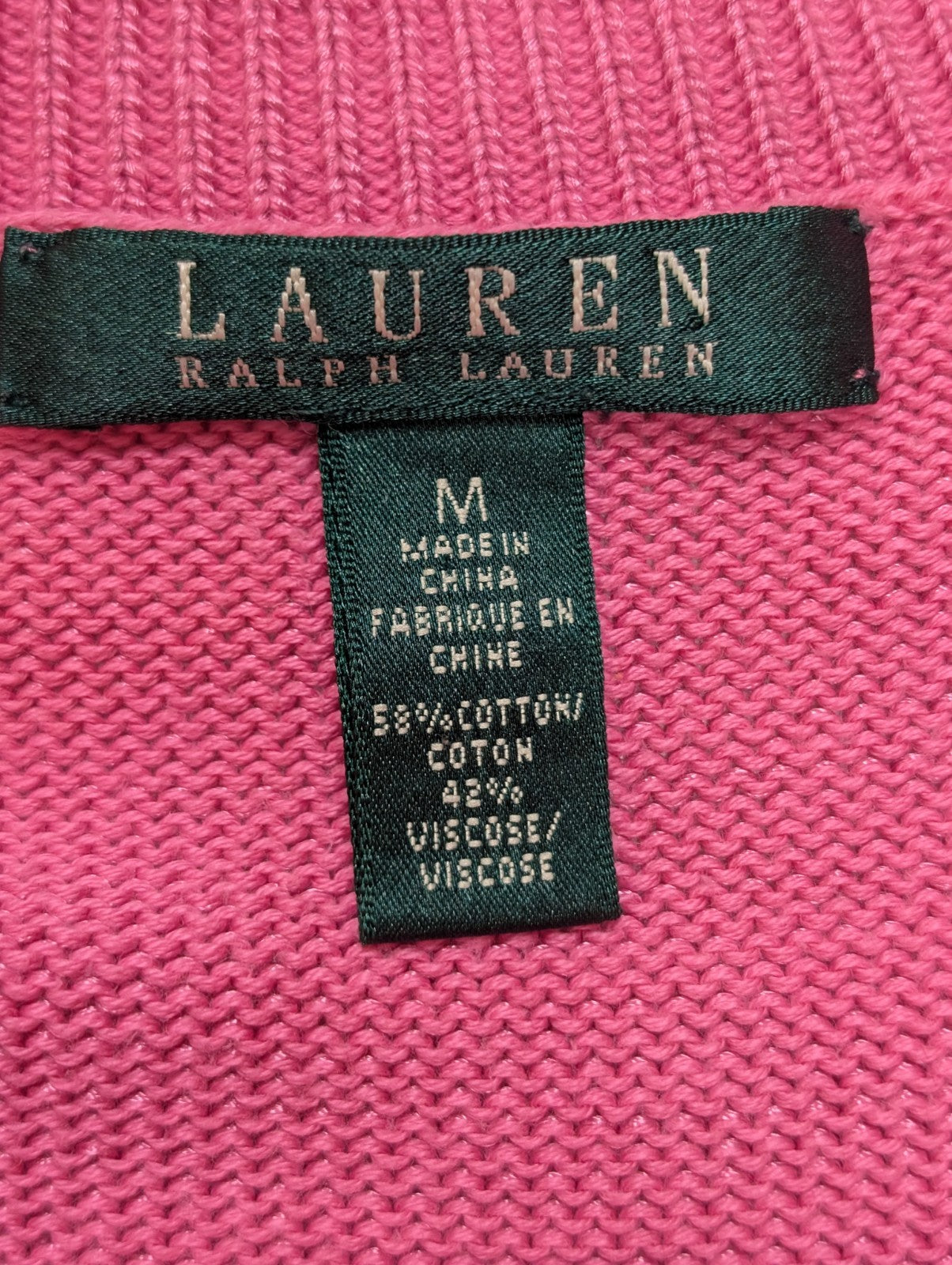 Pull Ralph Lauren (Lauren) Femme M Col Rond Rose Satiné Coupe Évasée 🏷️
