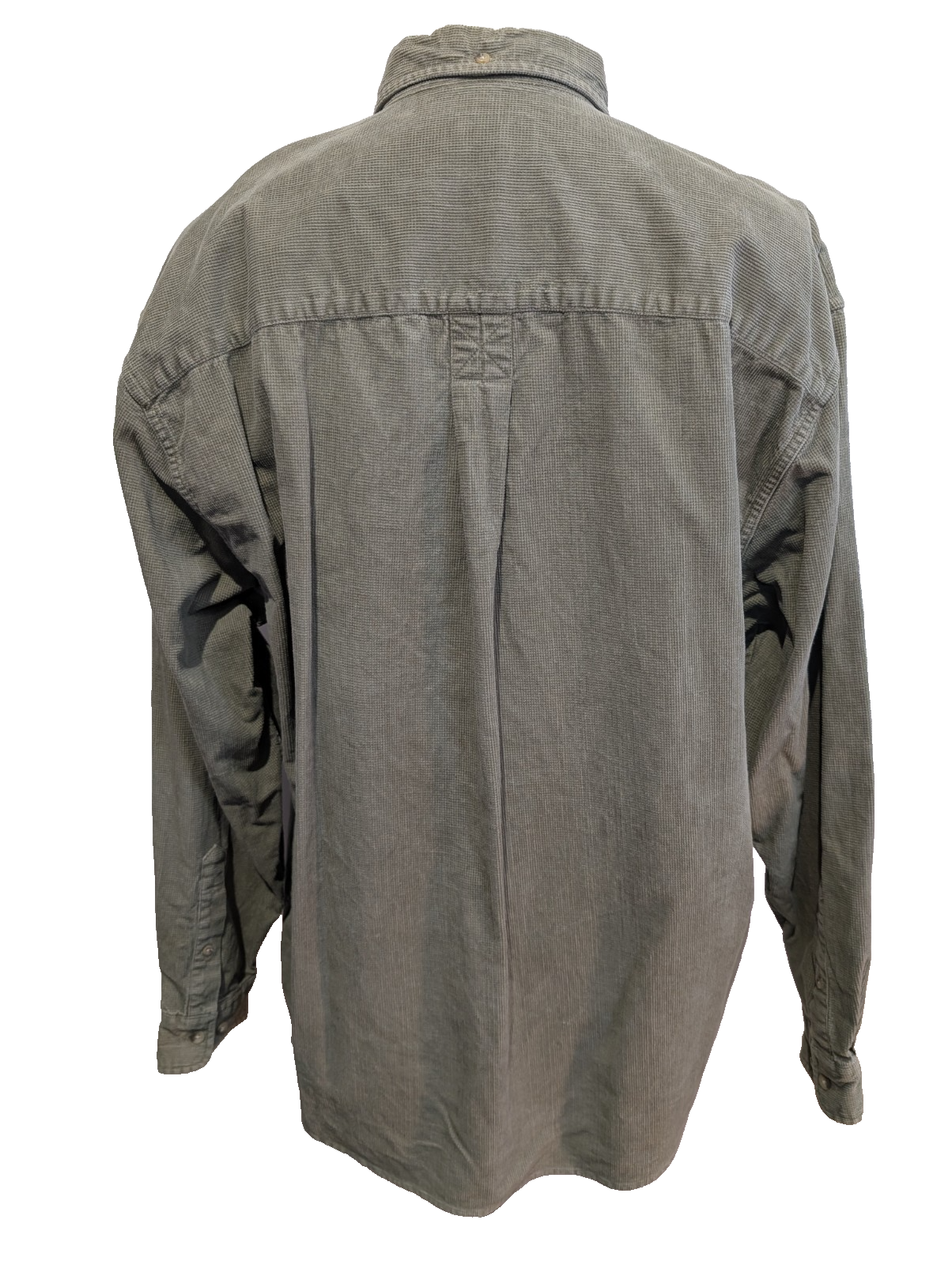 Chemise EDDIE BAUER T.L Velours Quadrillé Kaki 100% Coton Vintage