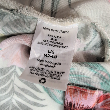 Chemise Hawaïenne Blanche Florale Viscose Taille L XL Feuillage Tropical