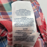 Chemise Chaps rouge à carreaux lin et coton workwear manches courtes à poche XL