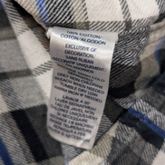 🌲 CHEMISE FLANELLE CHAPS L (G) À CARREAUX NOIR GRIS BLEU LOGO BRODÉ