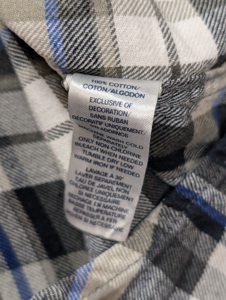🌲 CHEMISE FLANELLE CHAPS L (G) À CARREAUX NOIR GRIS BLEU LOGO BRODÉ
