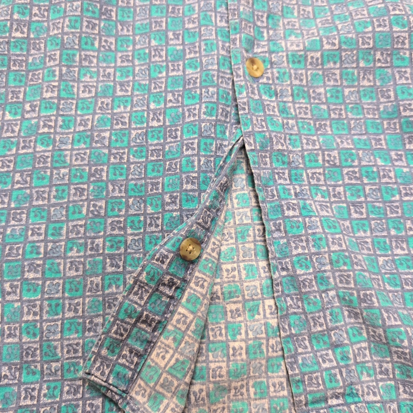 Chemise L.L. BEAN Homme XL Verte à Motifs Géométriques Manches Courtes Poche