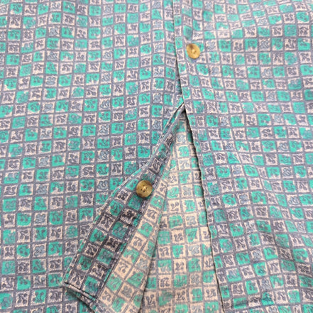 Chemise L.L. BEAN Homme XL Verte à Motifs Géométriques Manches Courtes Poche