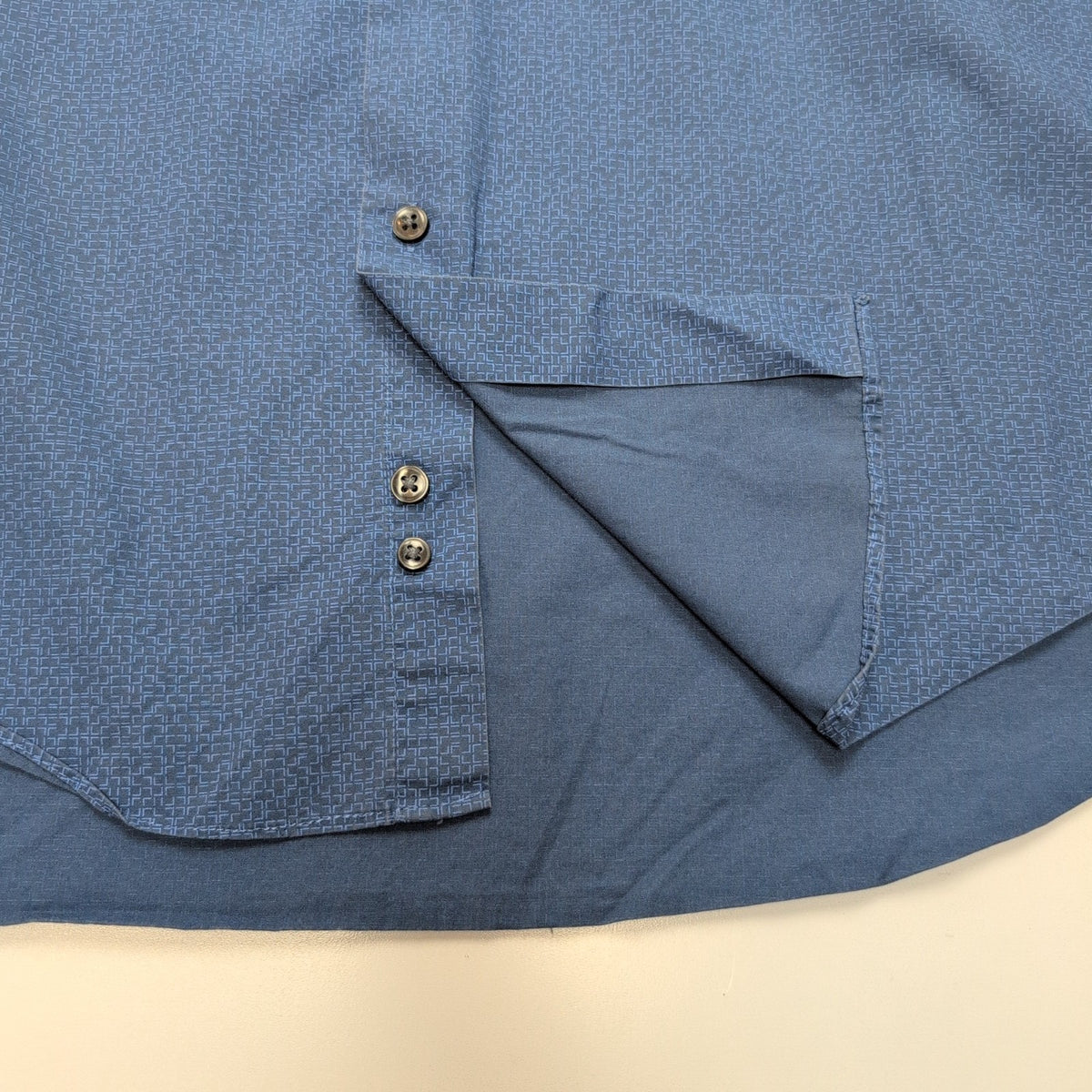 Chemise CALVIN KLEIN Slim Fit XL Bleu Motif Géométrique Stretch Coton