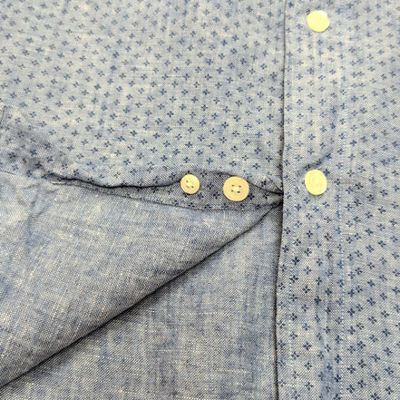 Chemise Brooks Brothers XL 100% Lin Bleu Motifs Manches courtes Poche