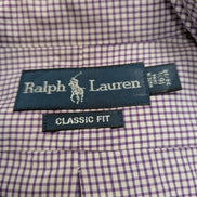 Chemise Polo Ralph Lauren Shirt L XL Classic Fit Vichy Violet Logo Vert Button D