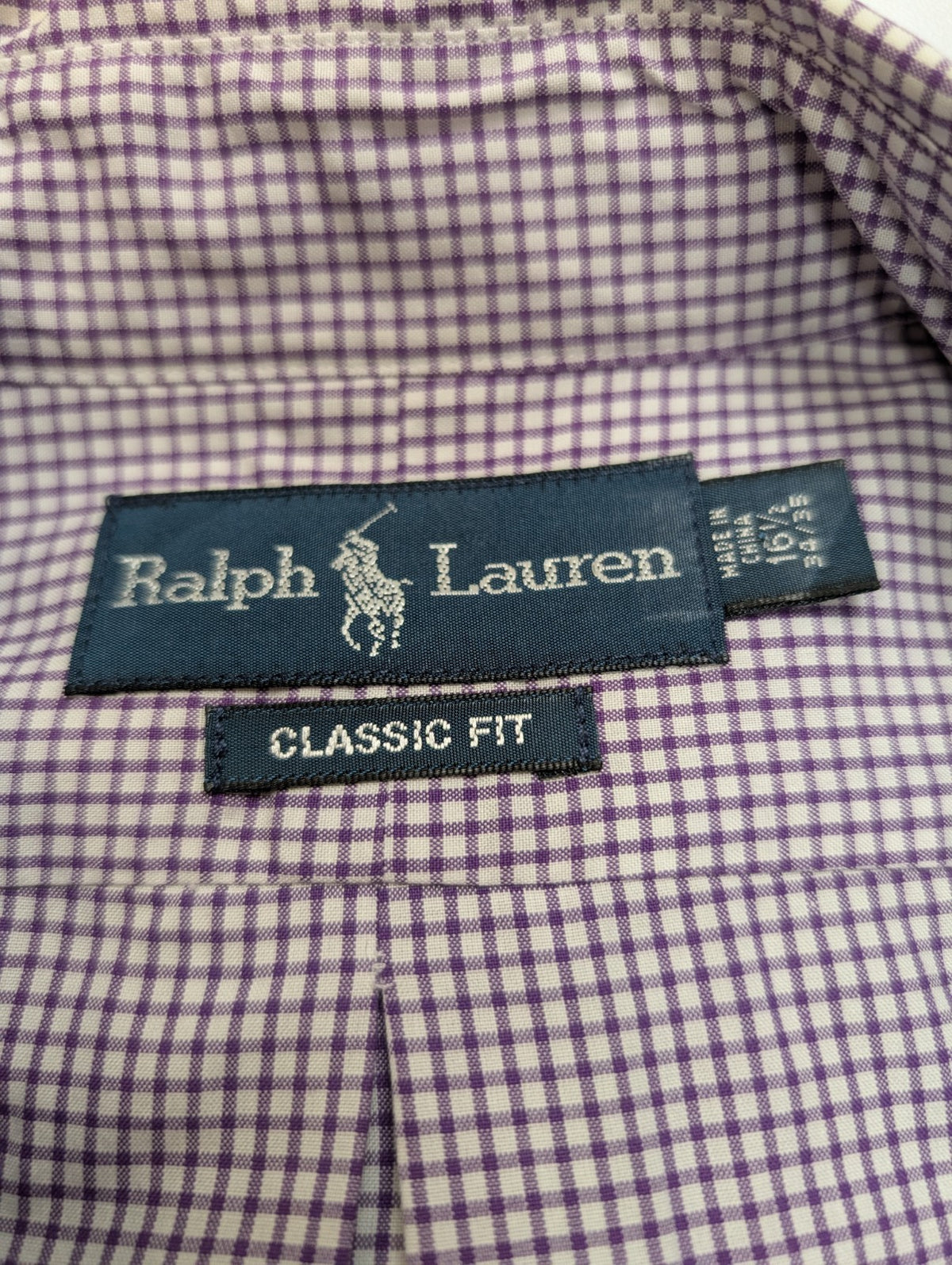 Chemise Polo Ralph Lauren Shirt L XL Classic Fit Vichy Violet Logo Vert Button D